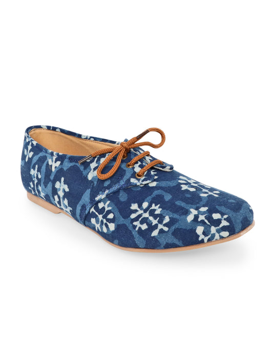 Blue Indigo Dabu Print Oxfords