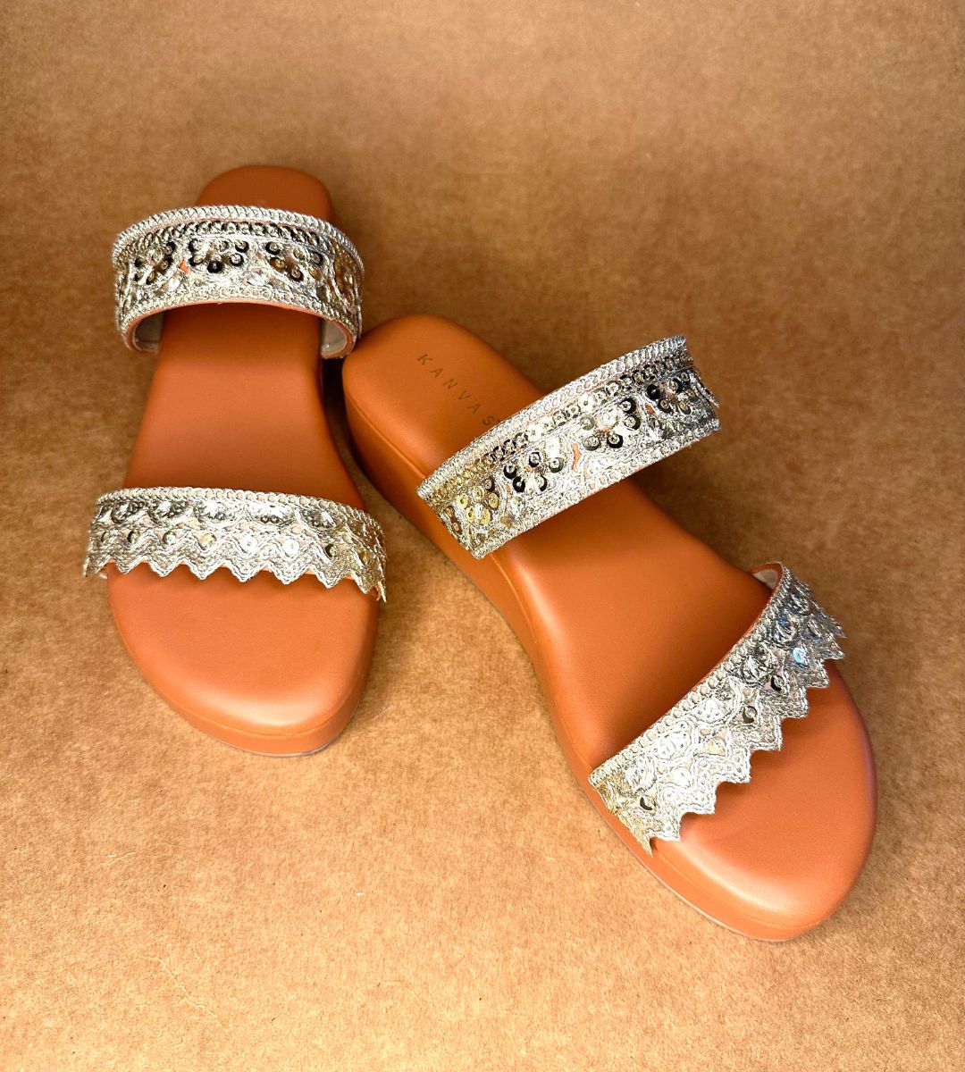 Gold Embroidered Comfort Sliders