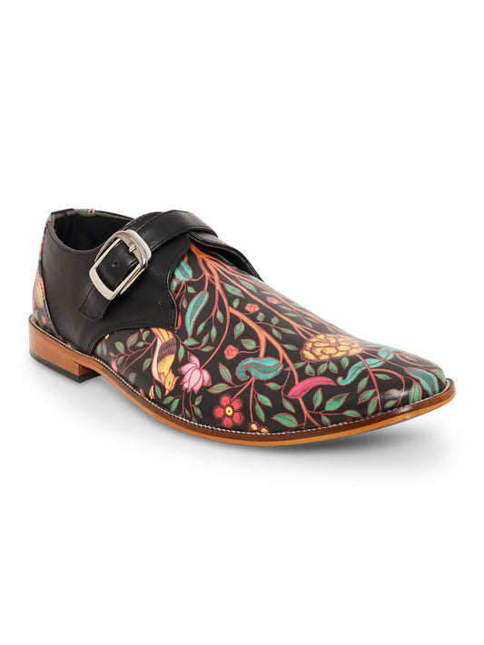 Multicolor Floral Buckle Up Loafers