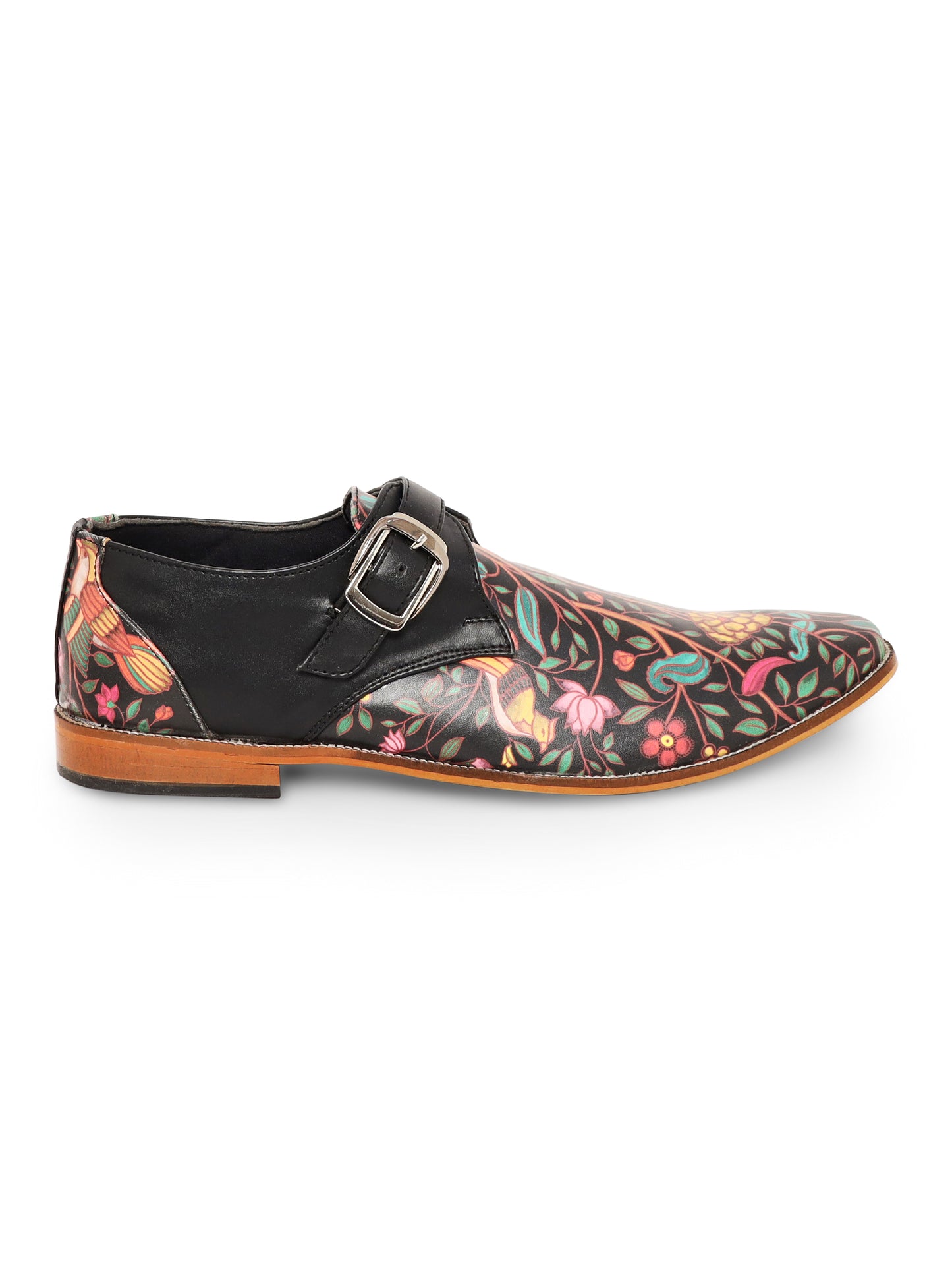 Multicolor Floral Buckle Up Loafers