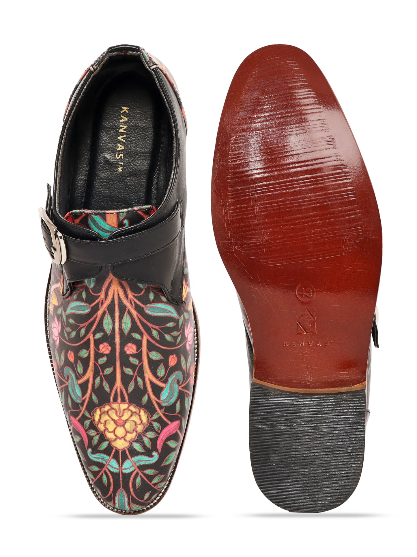 Multicolor Floral Buckle Up Loafers