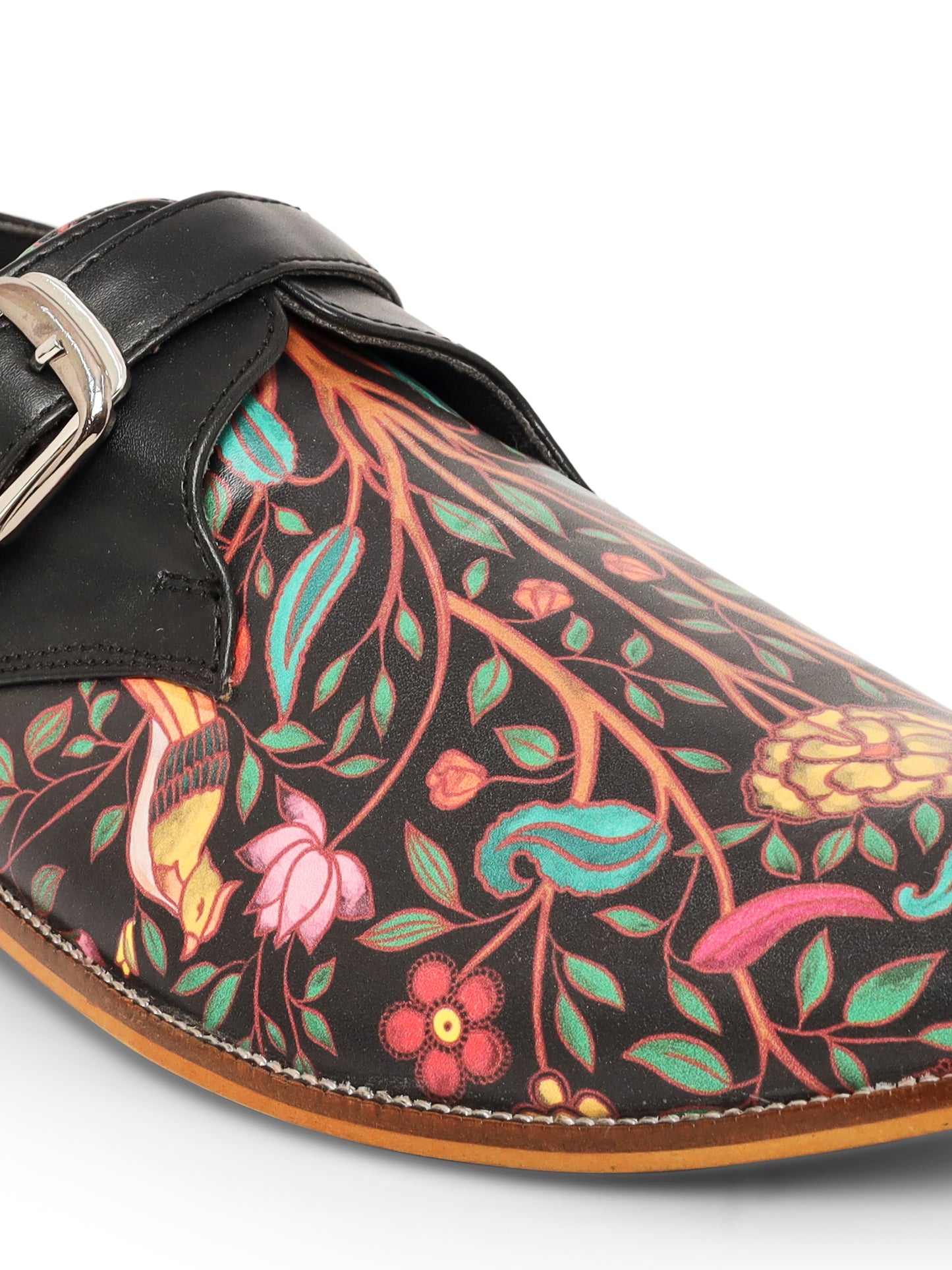 Multicolor Floral Buckle Up Loafers