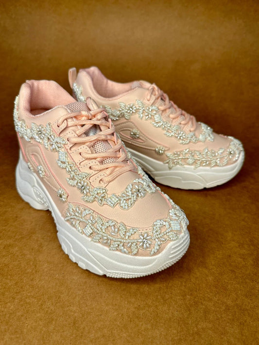 Pink & White Elegant Sneakers