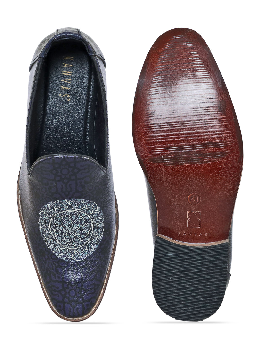 Blue & Black Mughal Print Loafers