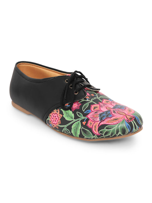 Alice Black Floral Versatile Oxfords