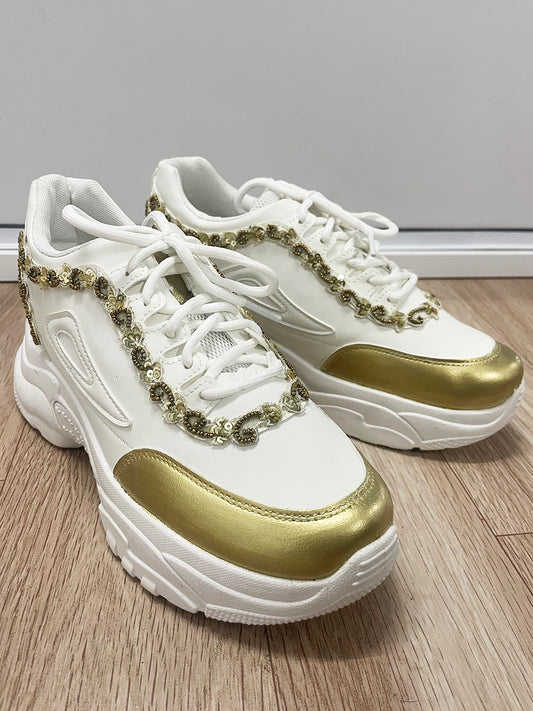 Antique Gold Festive Sneakers