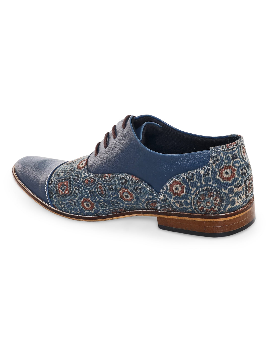 Blue Ethnic Ajrakh Print Brogues