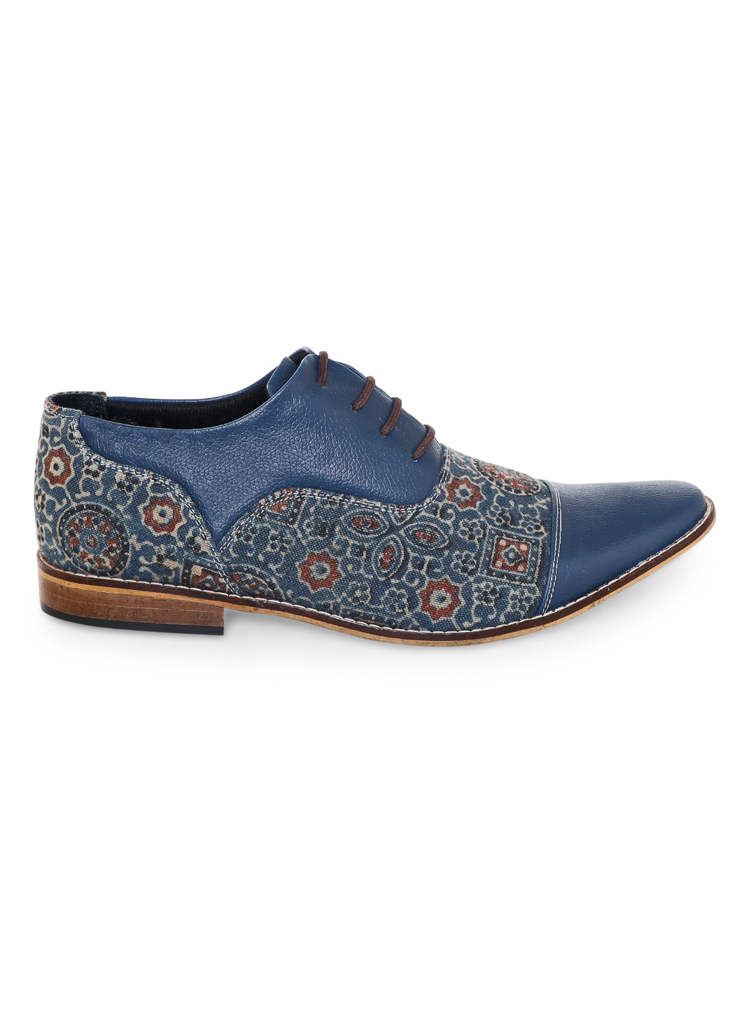 Blue Ethnic Ajrakh Print Brogues