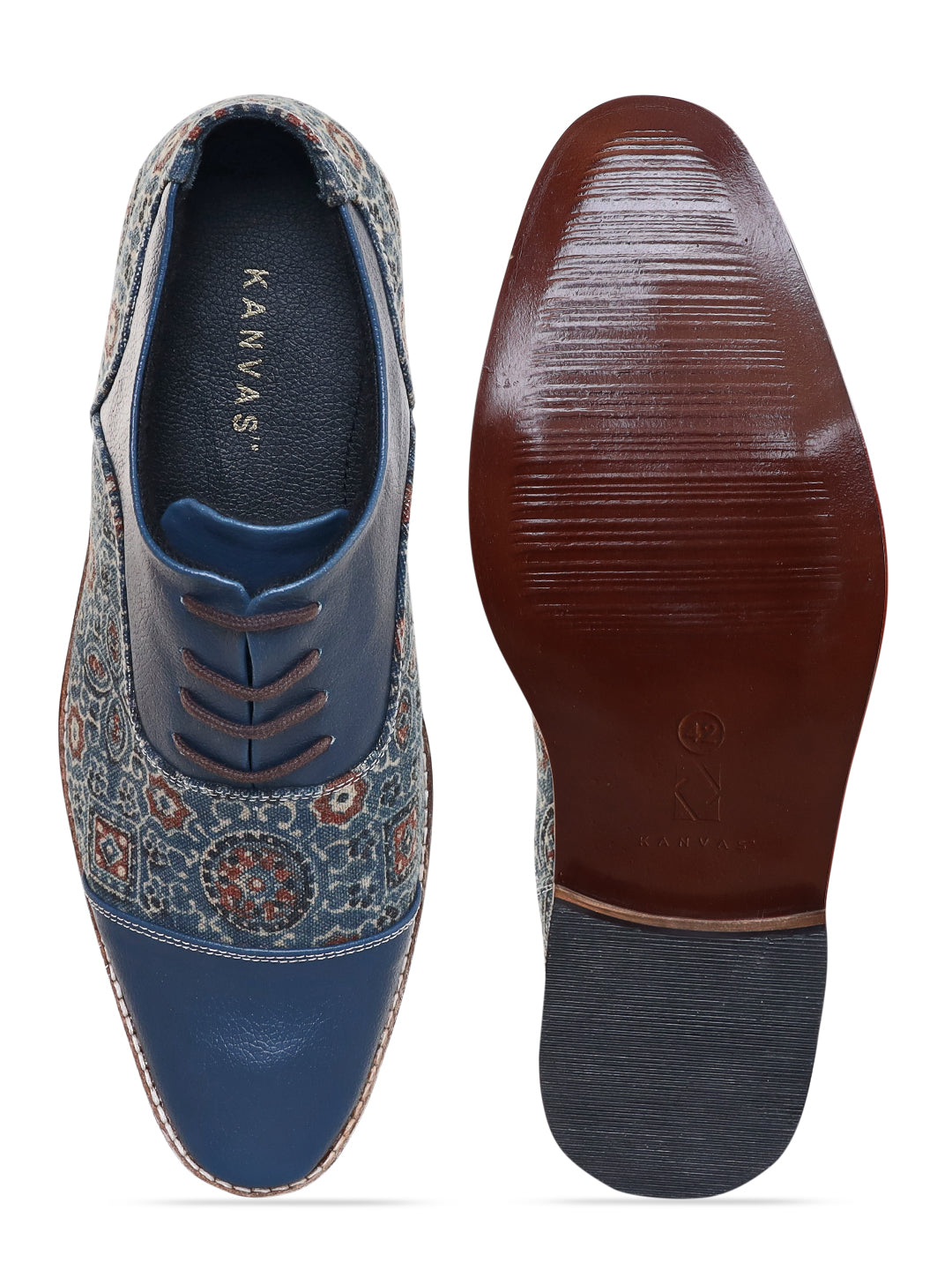 Blue Ethnic Ajrakh Print Brogues