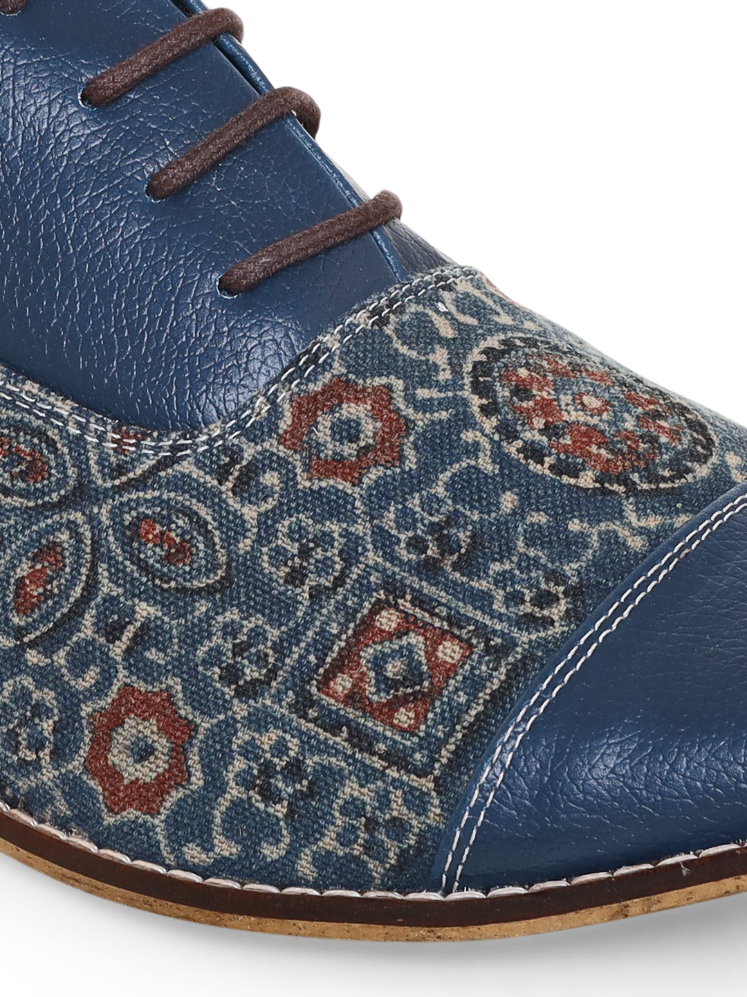 Blue Ethnic Ajrakh Print Brogues