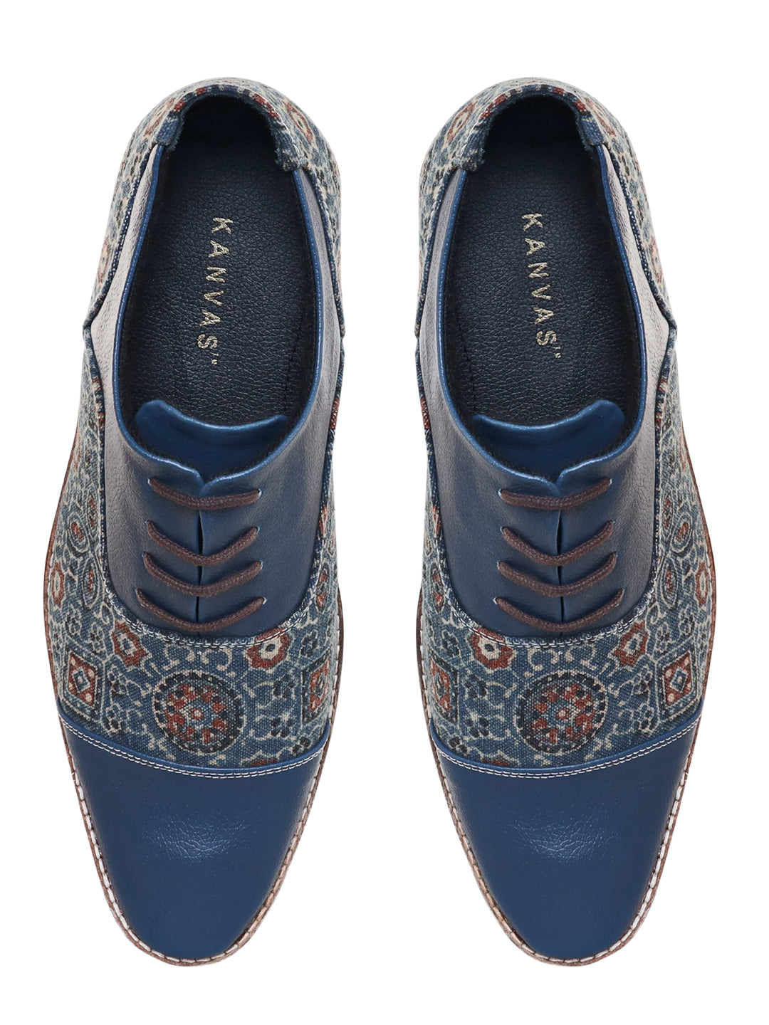 Blue Ethnic Ajrakh Print Brogues