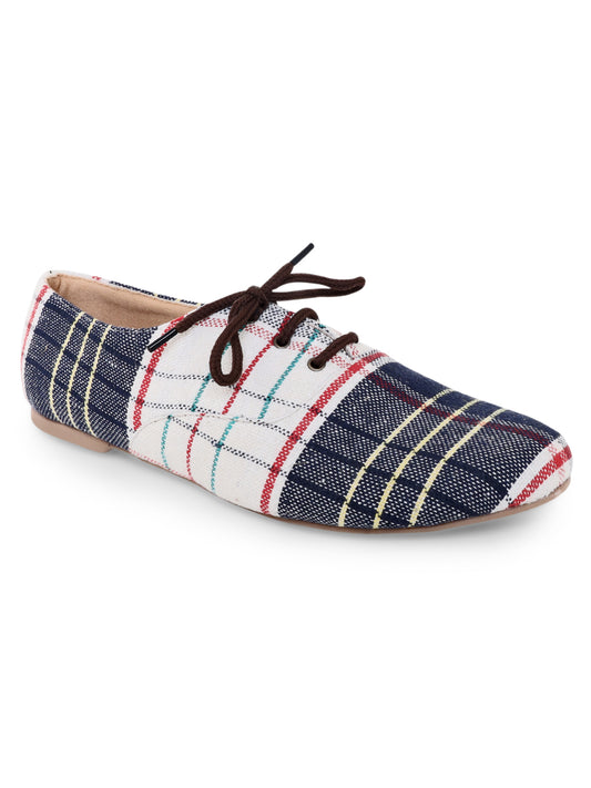 Blue Chequered Traditional Weave Oxfords