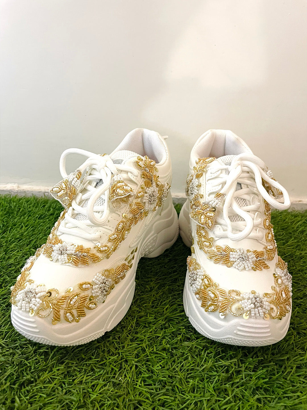 Gold Tassel Intricate Embroidered Kanvas Sneakers