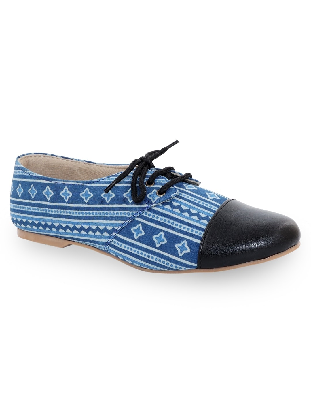 Indigo Dabu Print Oxford Shoes