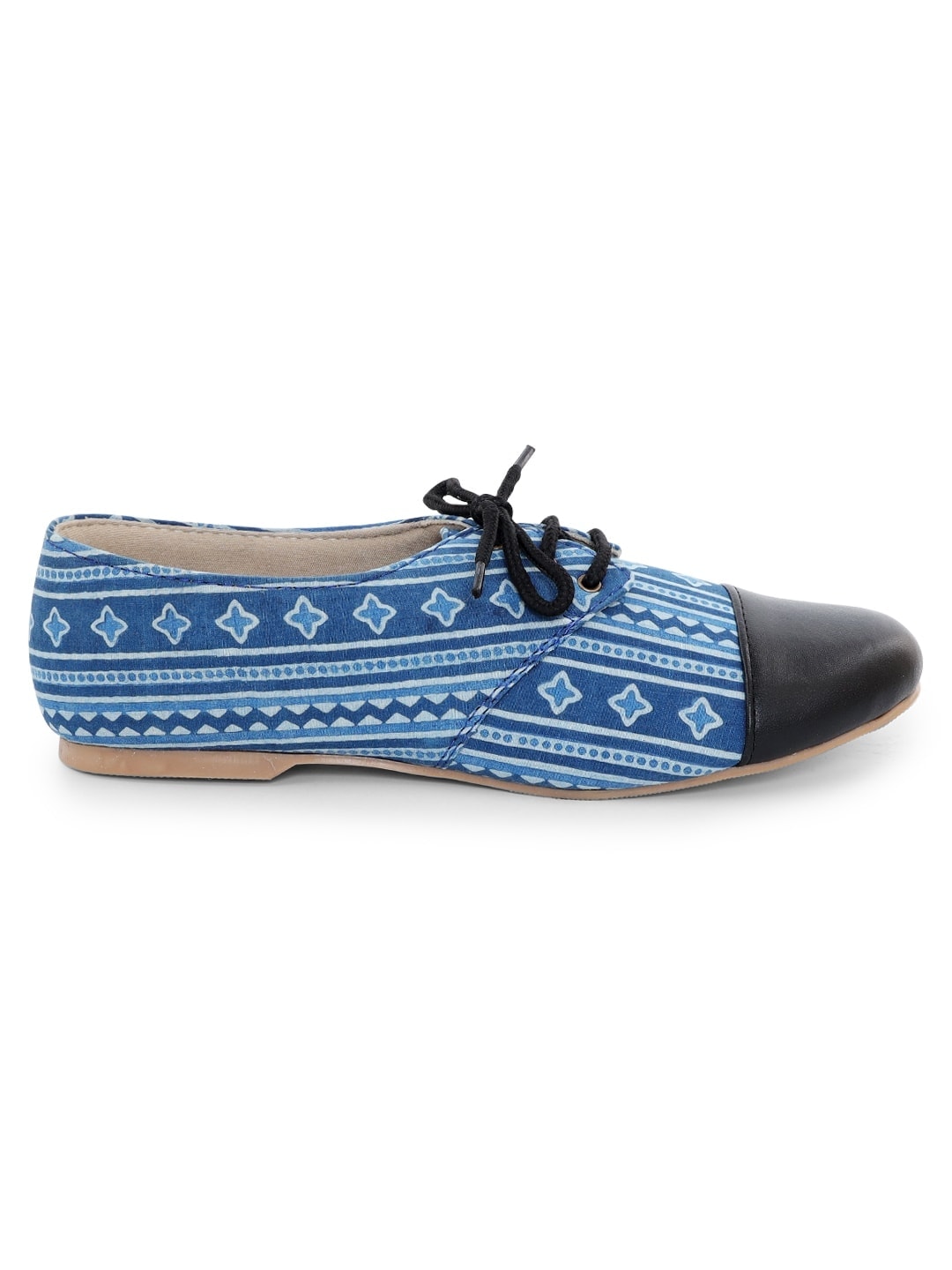 Indigo Dabu Print Oxford Shoes