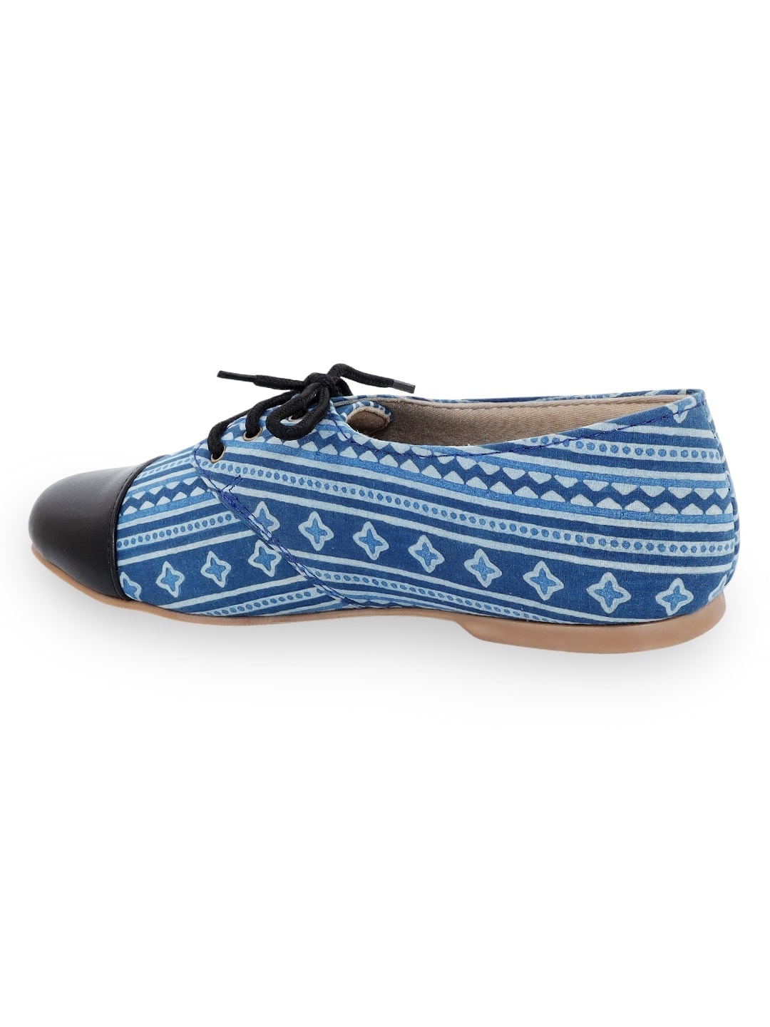 Indigo Dabu Print Oxford Shoes