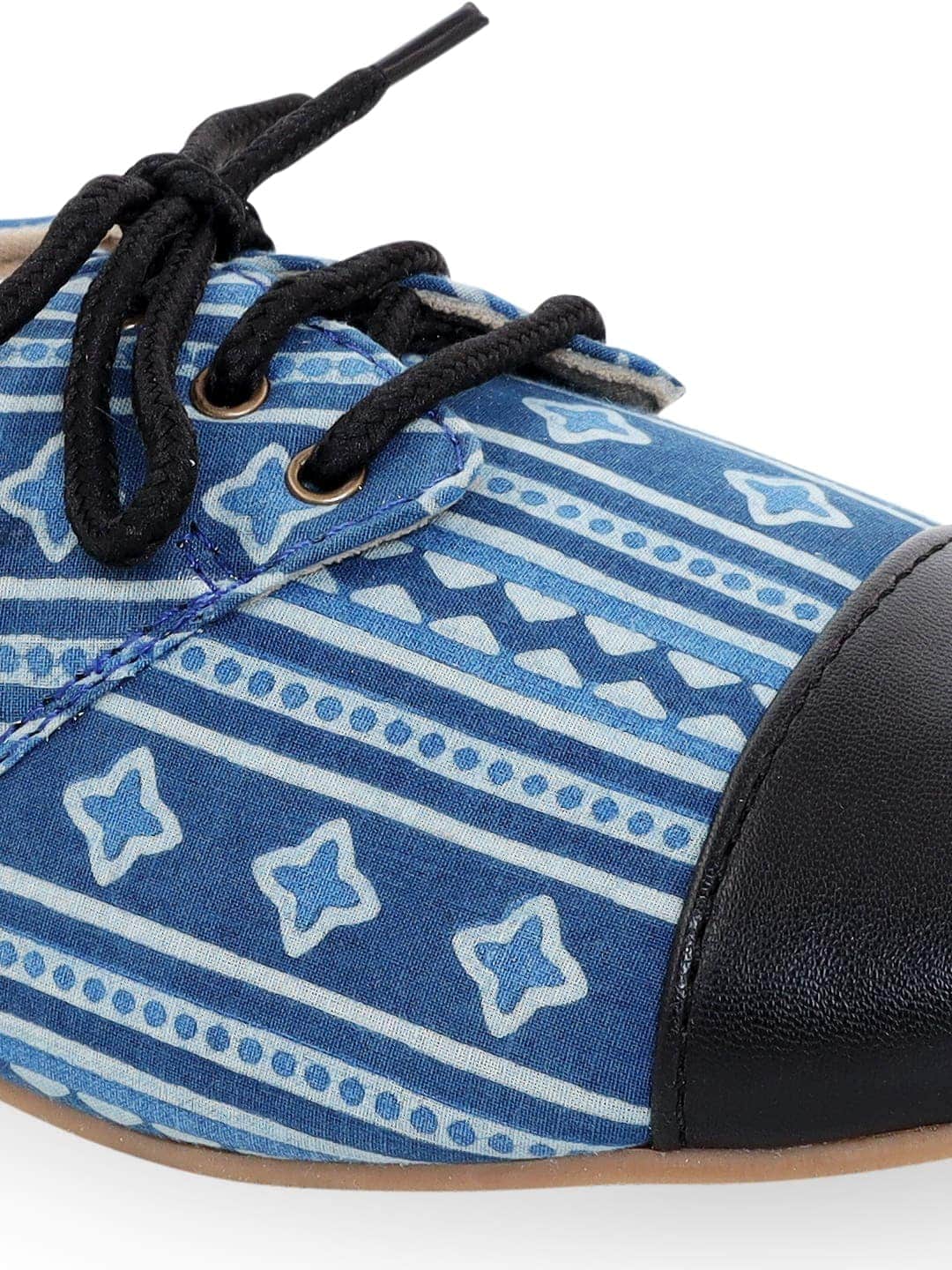 Indigo Dabu Print Oxford Shoes