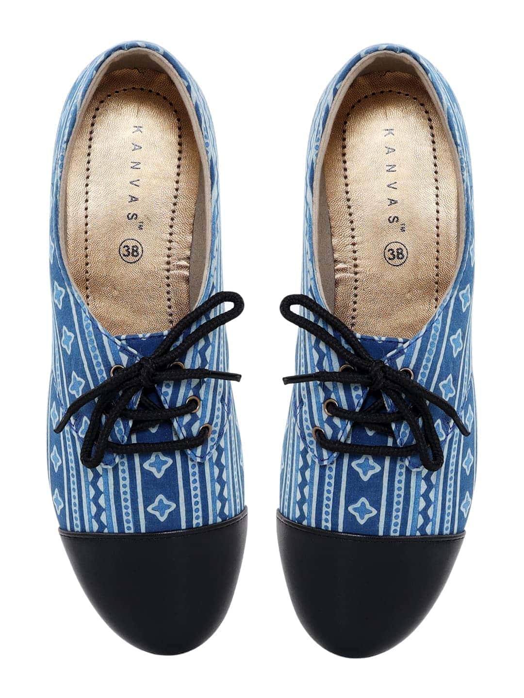 Indigo Dabu Print Oxford Shoes