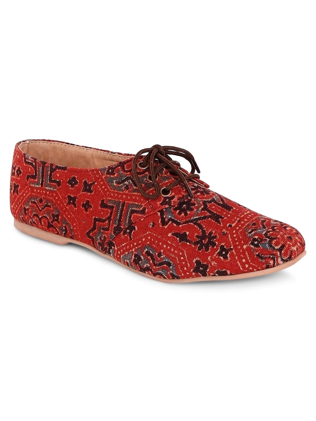 Red Mud Ajrakh Print Oxford Shoes