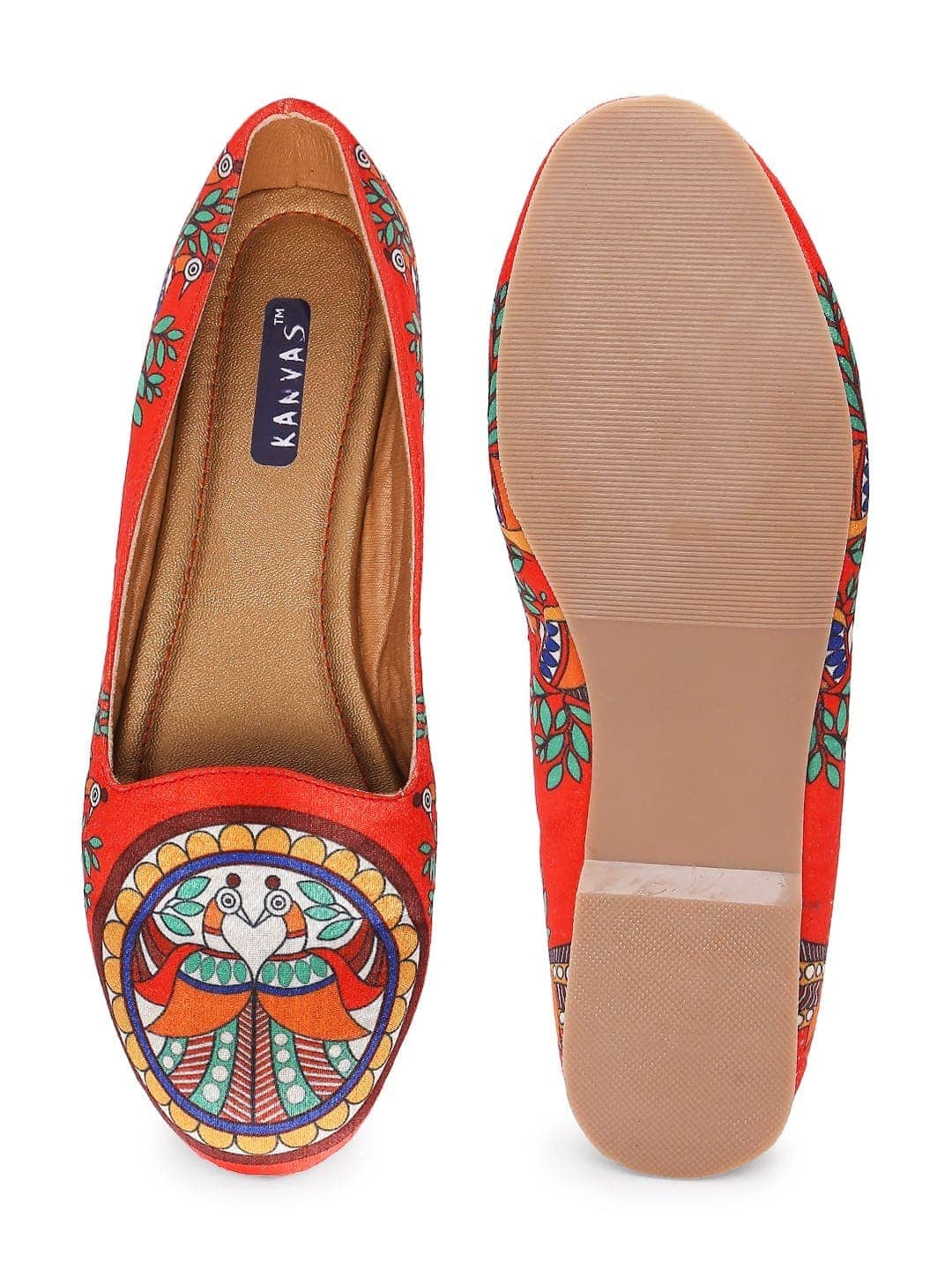 Orange Madhubani Print Loafers