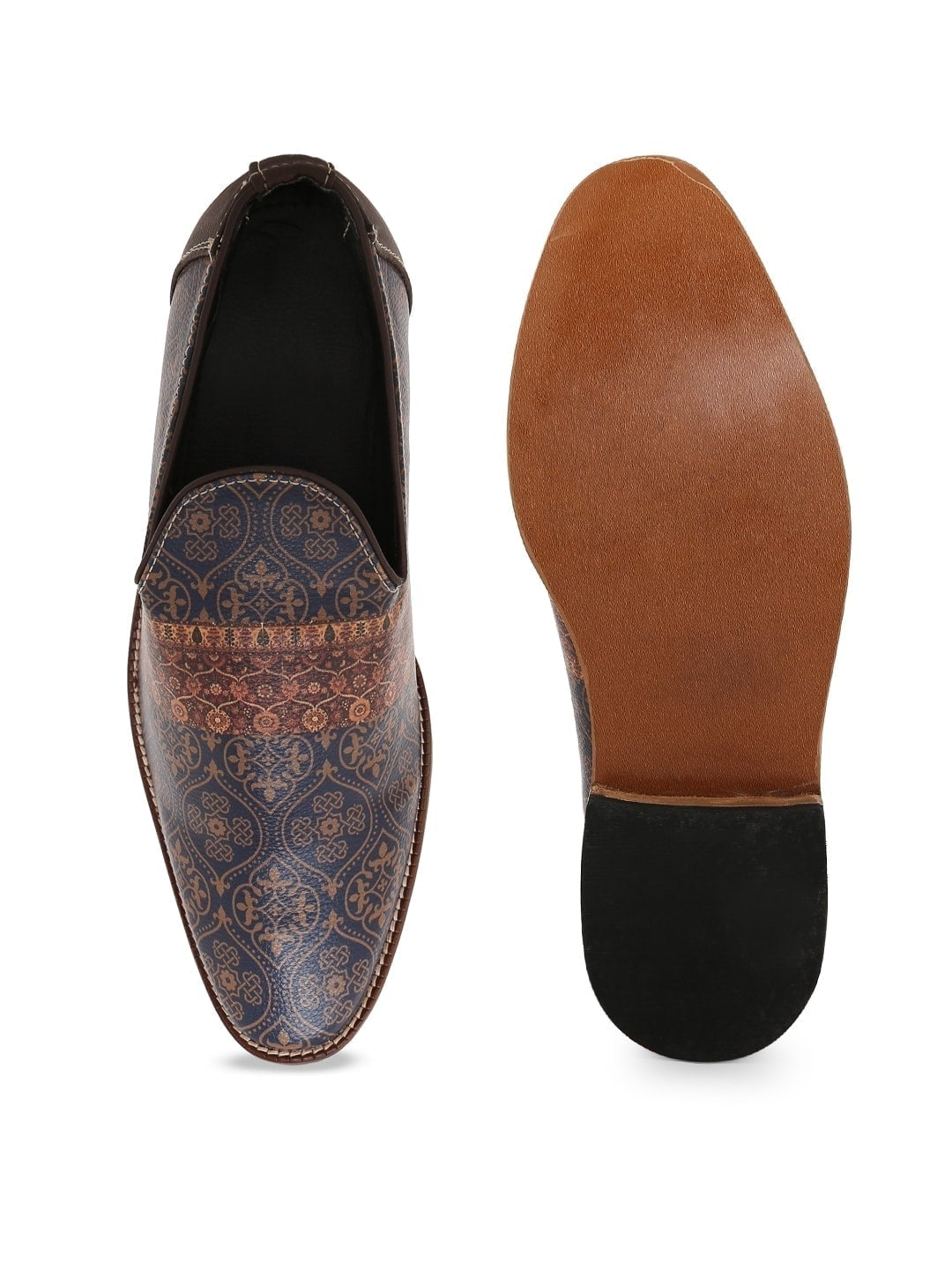 Dark Blue Mughal Art Designer Loafers