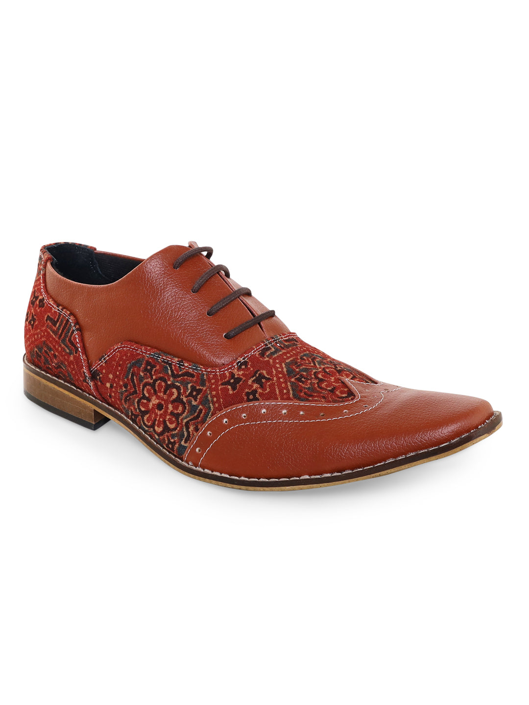 Mud Brown Ajrakh Print Brogues