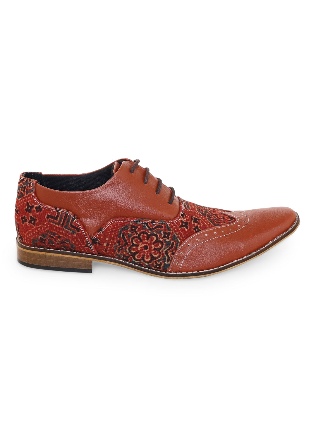 Mud Brown Ajrakh Print Brogues