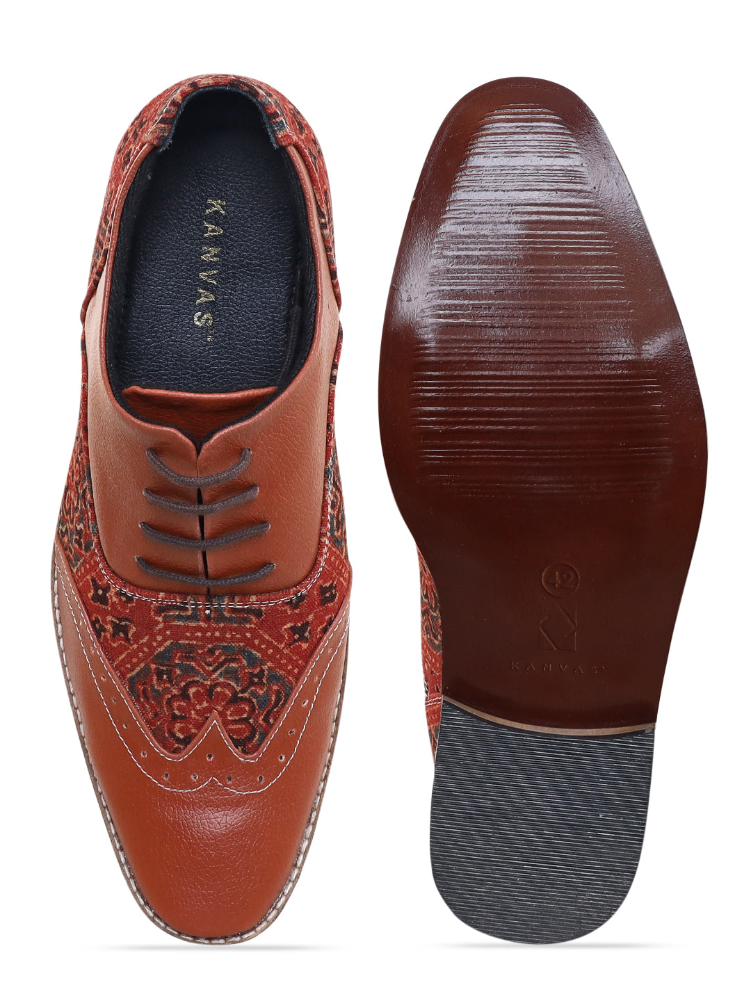 Mud Brown Ajrakh Print Brogues