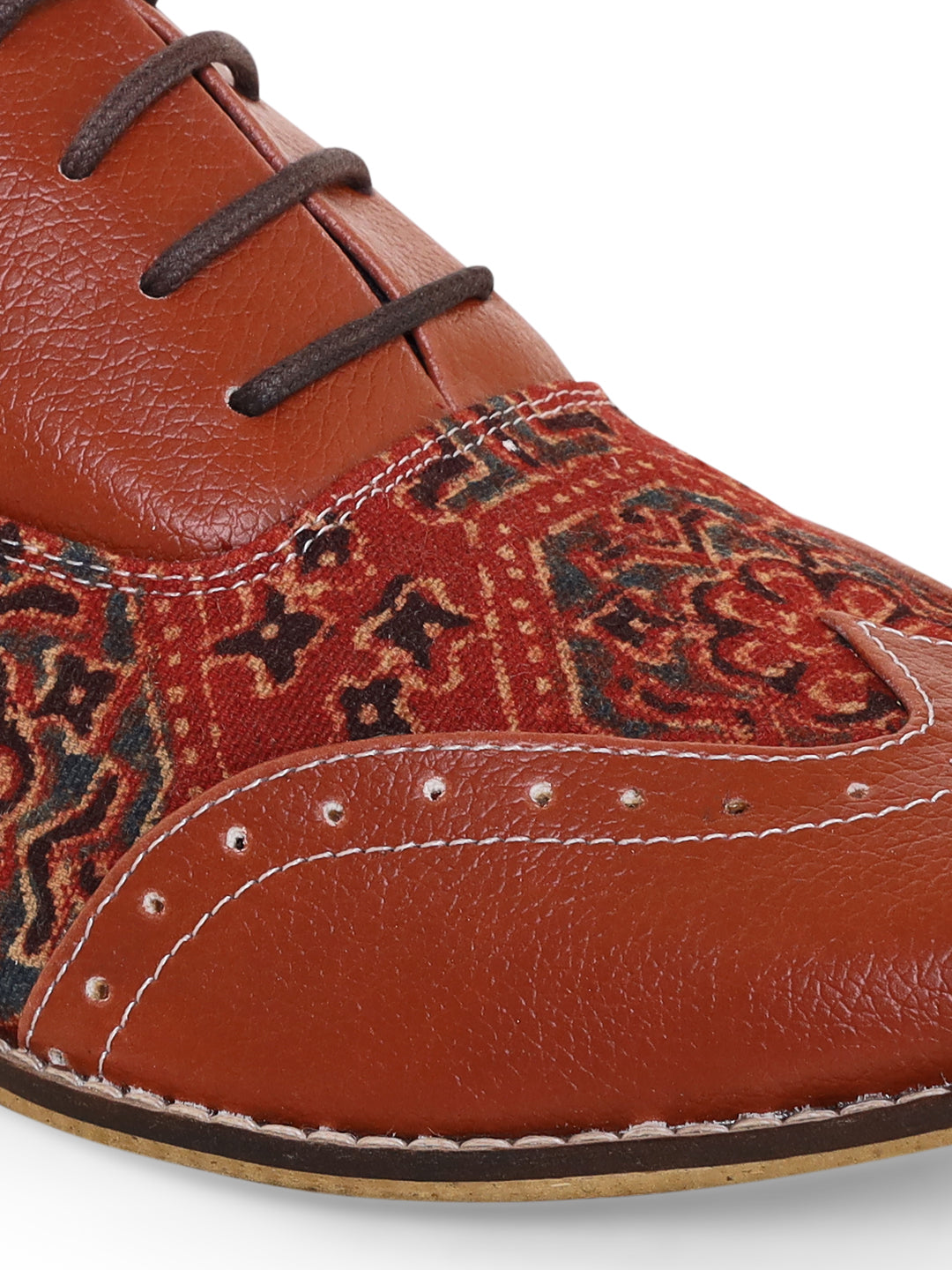 Mud Brown Ajrakh Print Brogues