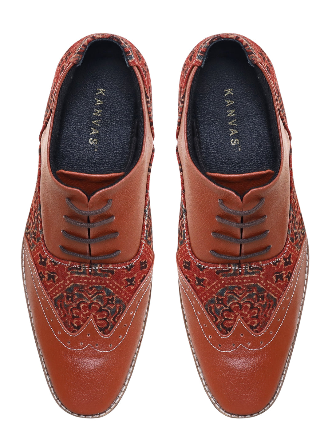 Mud Brown Ajrakh Print Brogues