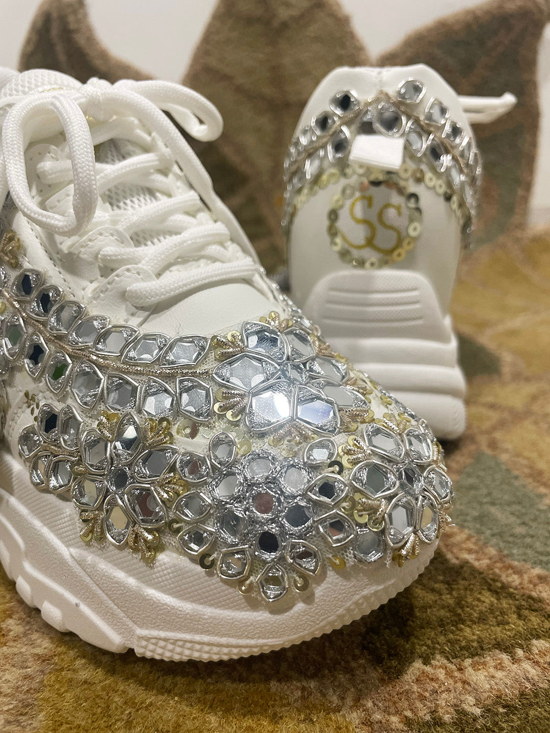 Detailed Mirror Work Zardozi Kanvas Sneakers