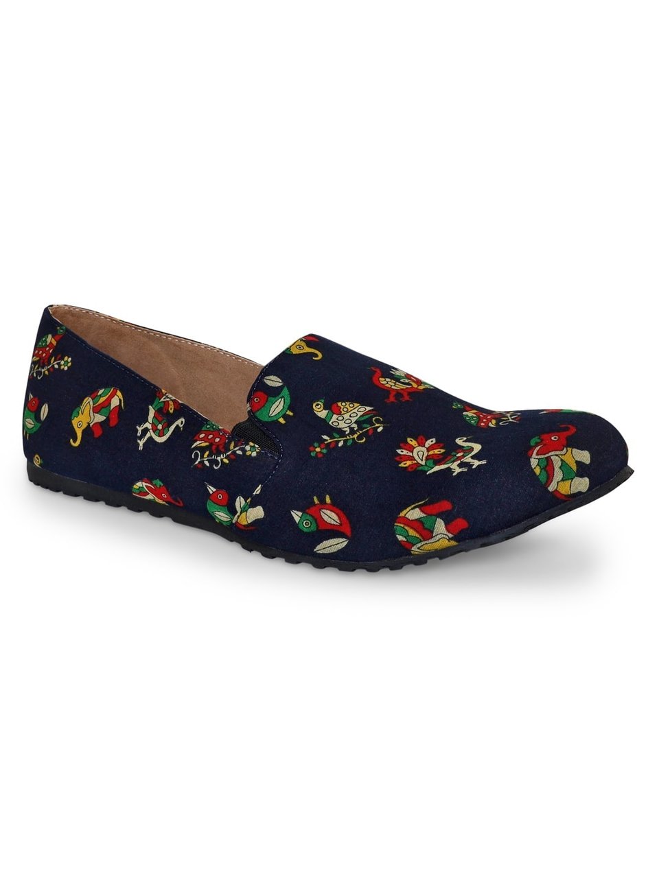 Blue Indian Print Moccasin Shoes