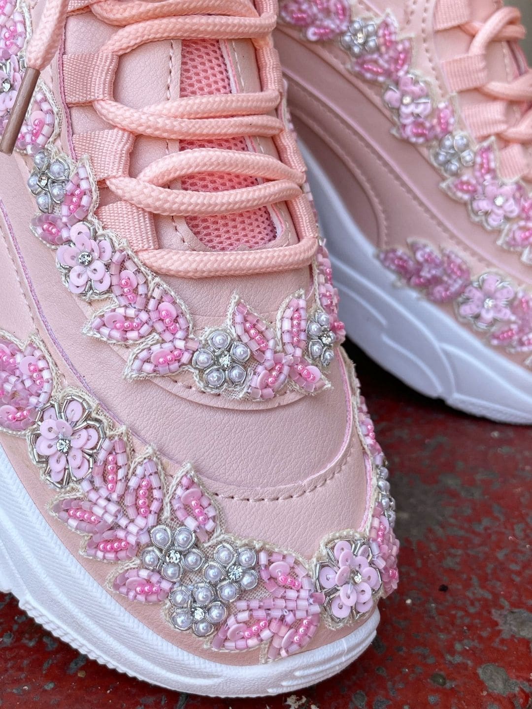 Pink & Silver Work Kanvas Sneakers