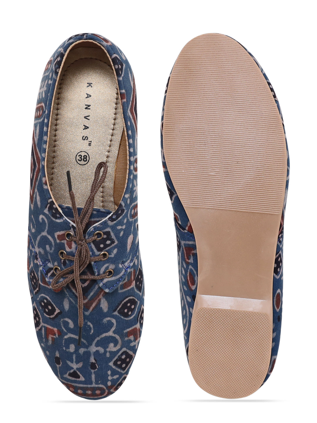 Blue Classic Ajrakh Oxford Shoes