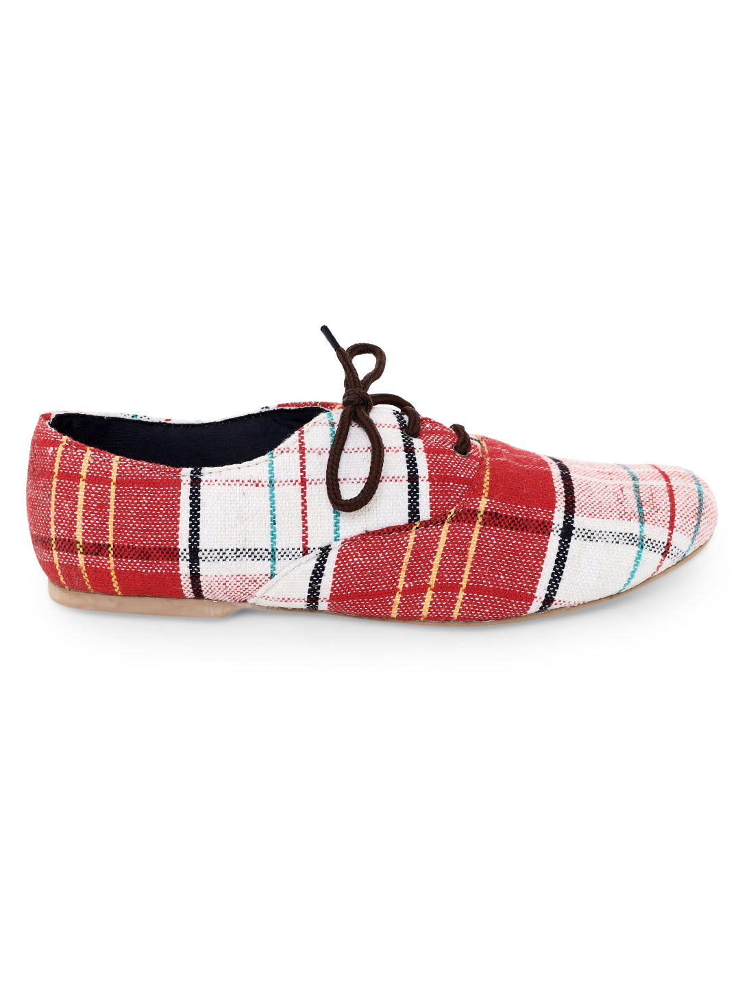 Red Chequered Traditional Weave Oxfords