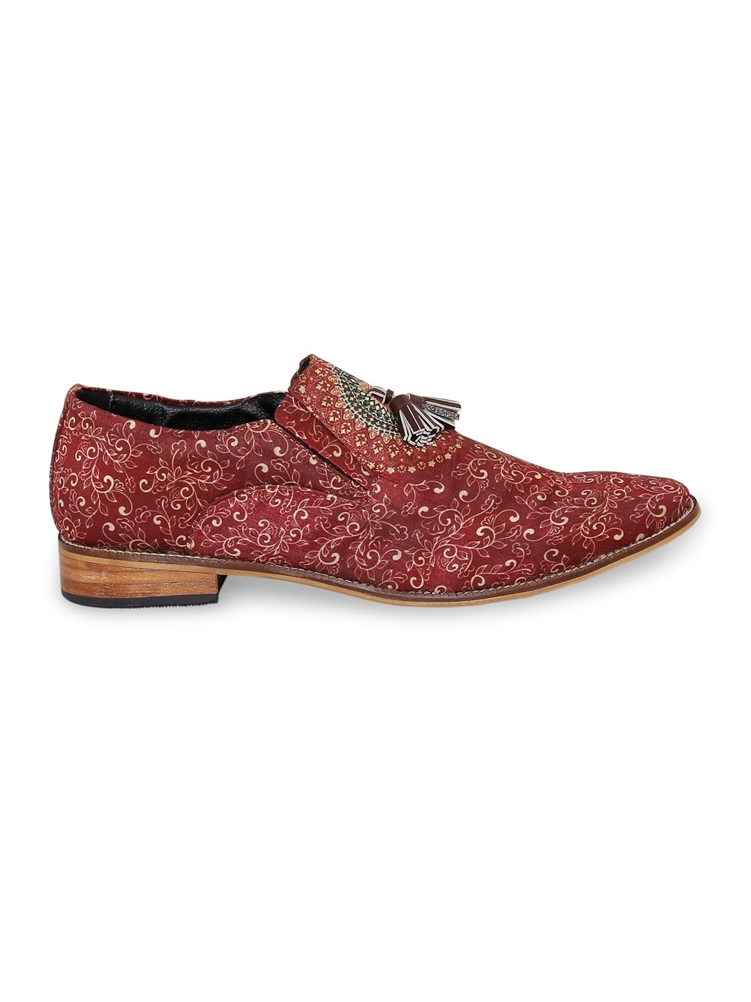 Maroon Printed Tassel Loafers