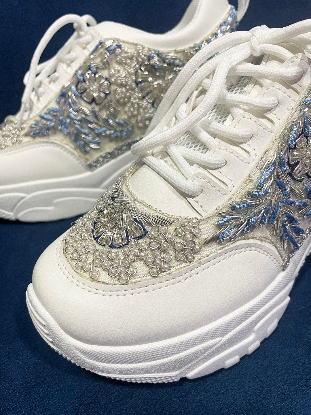Silver Pearl Work Bridal Sneakers