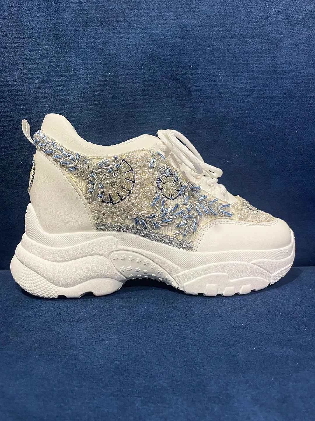 Silver Pearl Work Bridal Sneakers