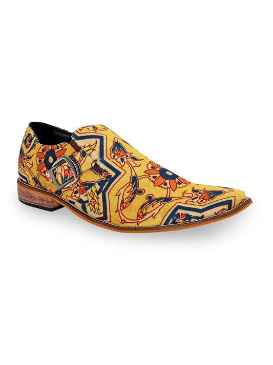 Yellow Buckle Up Loafers Shoes