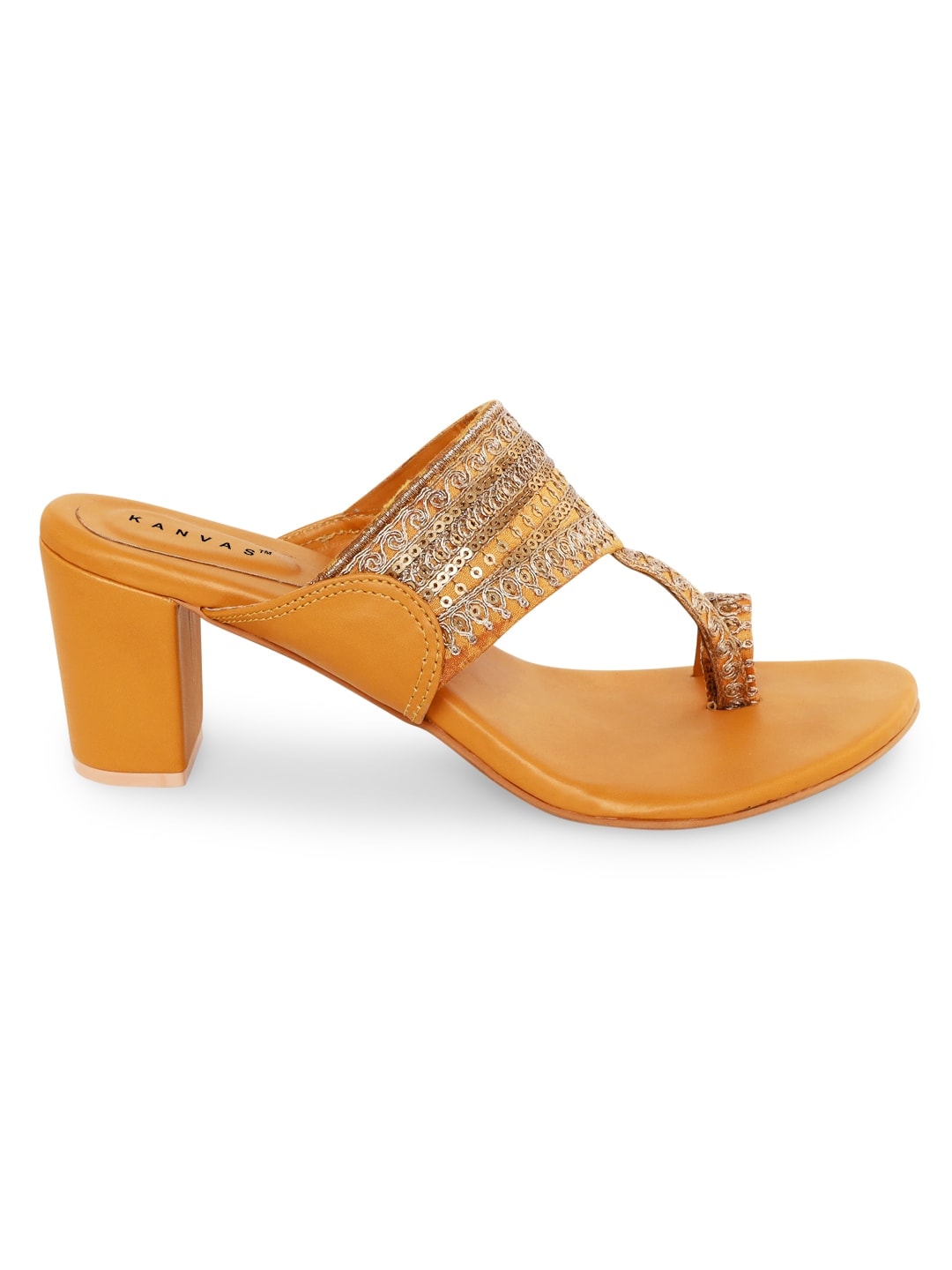 Golden Like Daylight Kolhapuri Block Heels